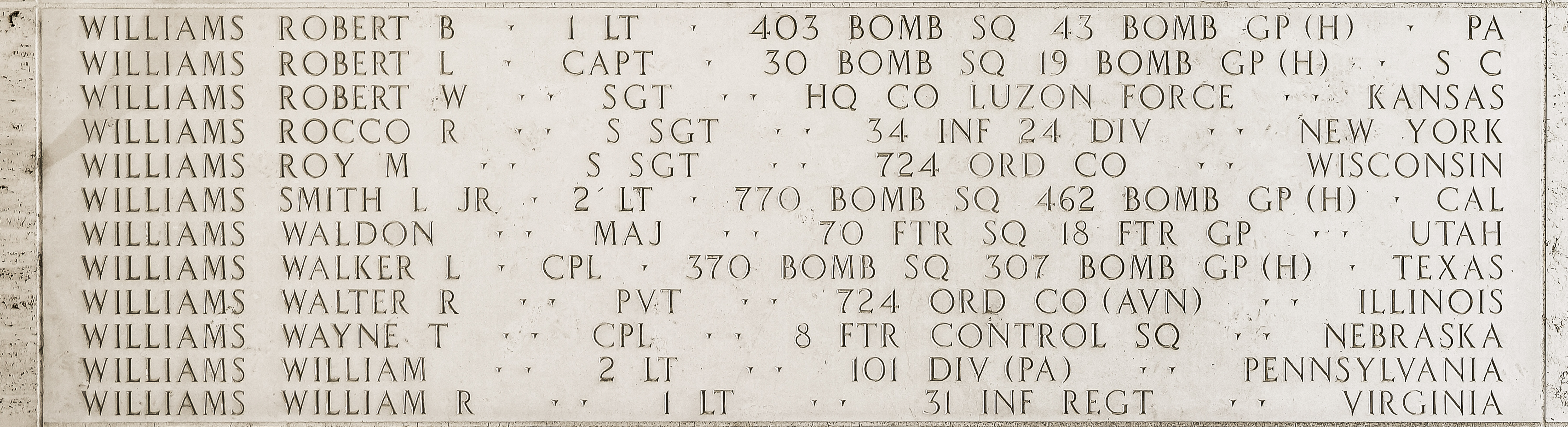 William R. Williams, First Lieutenant